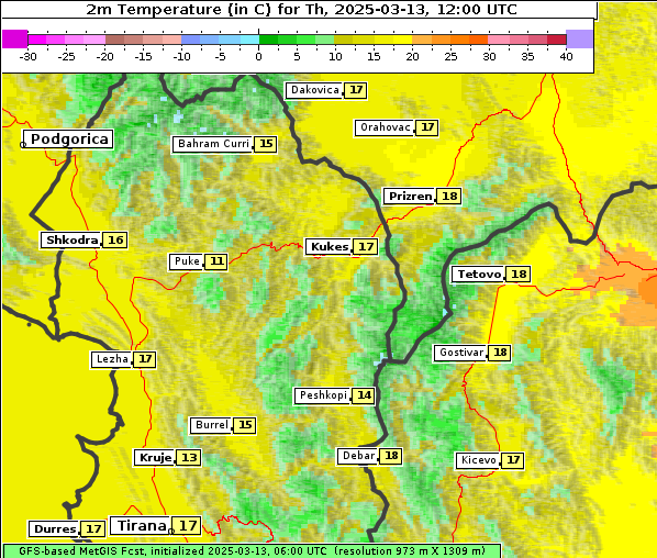 Temperatur, 13. 3. 2025