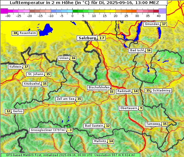 Temperatur, 16. 9. 2025