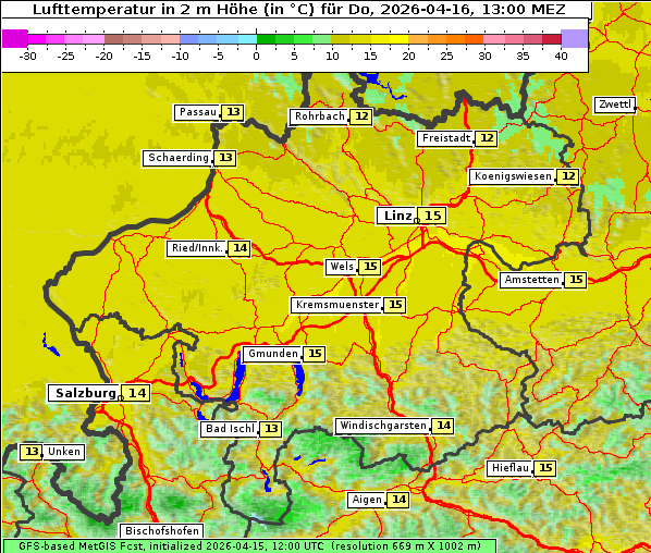 Temperatur, 16. 4. 2026