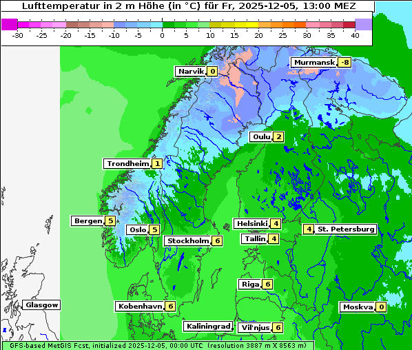 Temperatur, 5. 12. 2025