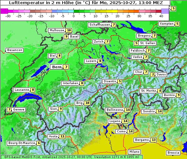 Temperatur, 27. 10. 2025