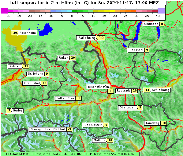 Temperatur, 17. 11. 2024