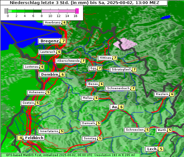 Niederschlag, 2. 8. 2025
