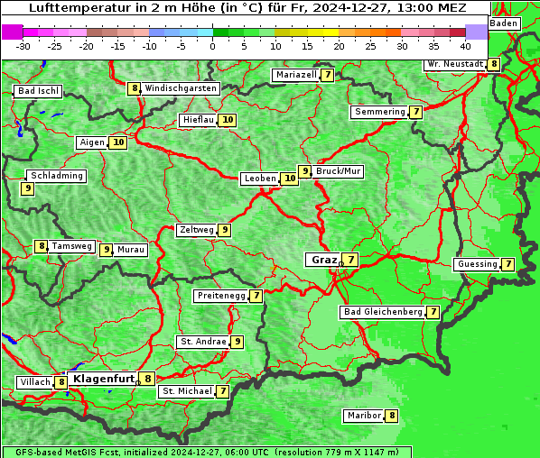 Temperatur, 27. 12. 2024