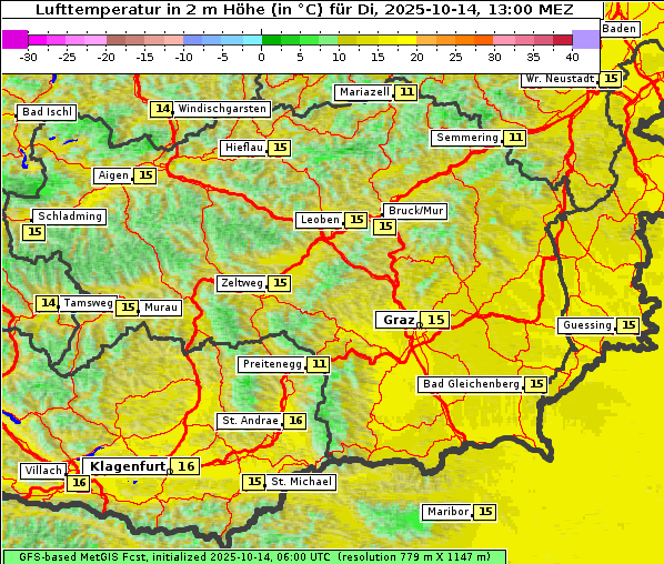 Temperatur, 14. 10. 2025