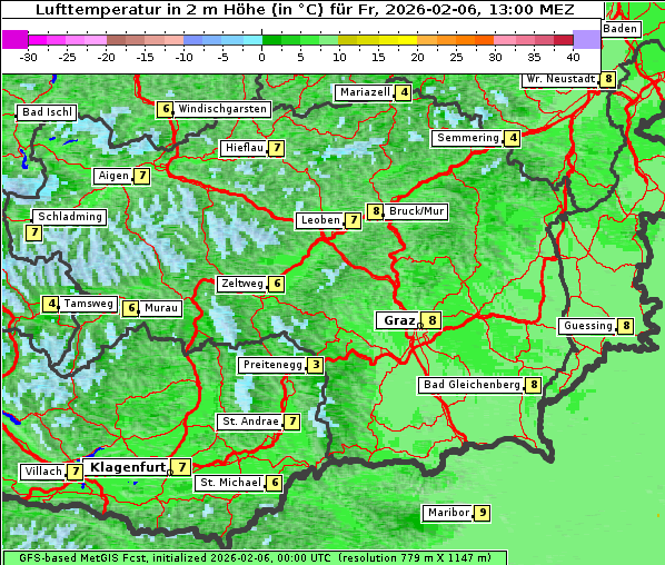Temperatur, 6. 2. 2026