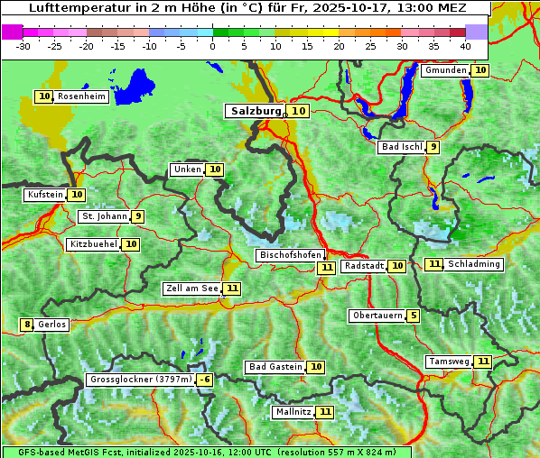 Temperatur, 17. 10. 2025