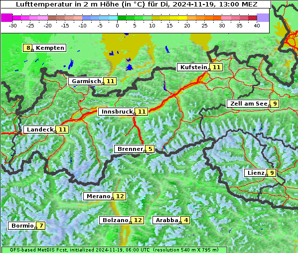 Temperatur, 19. 11. 2024