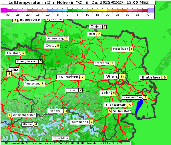 Temperatur, 27. 2. 2025