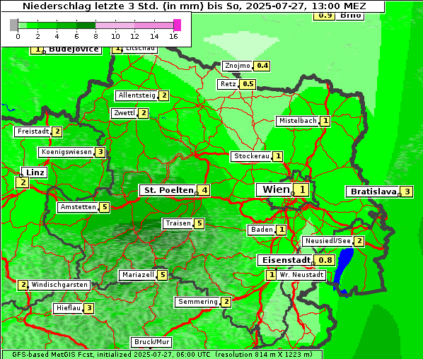 Niederschlag, 27. 7. 2025
