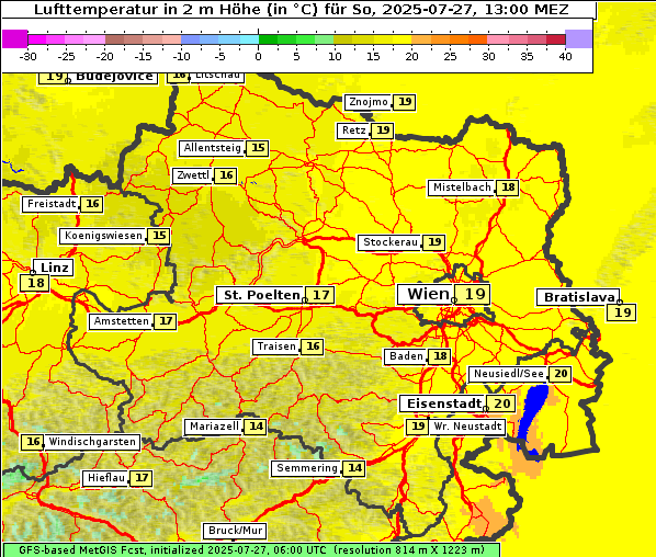 Temperatur, 27. 7. 2025