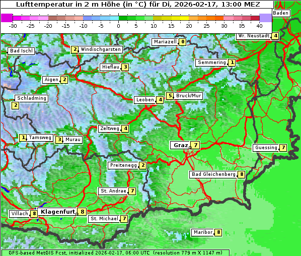 Temperatur, 17. 2. 2026