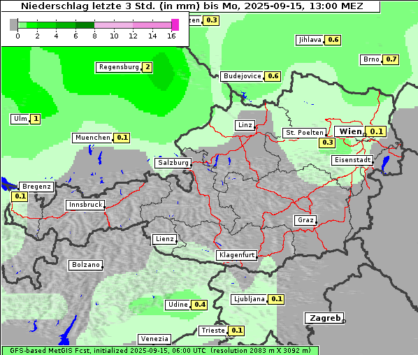 Niederschlag, 15. 9. 2025