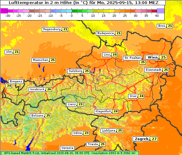 Temperatur, 15. 9. 2025