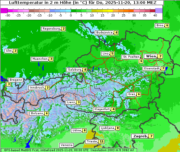 Temperatur, 20. 11. 2025