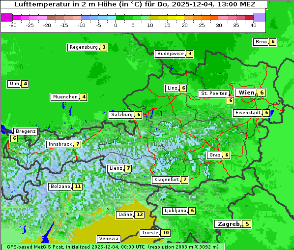 Temperatur, 4. 12. 2025
