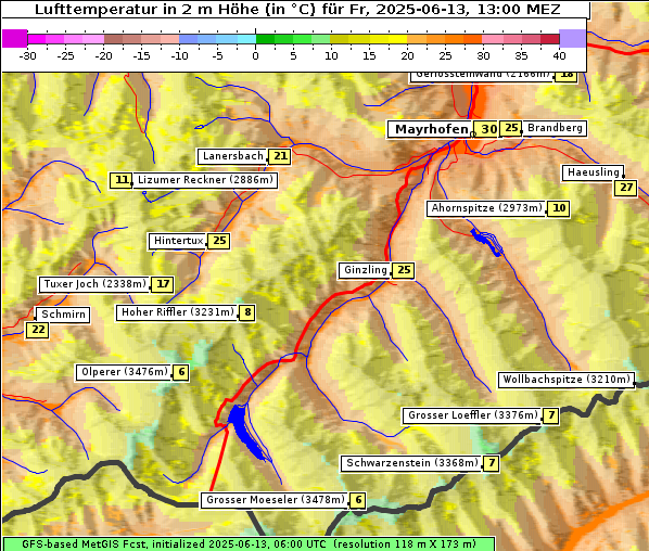 Temperatur, 13. 6. 2025
