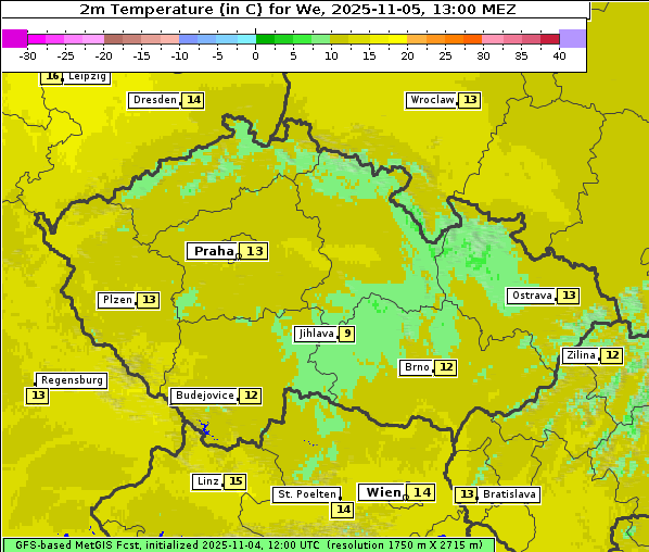 Temperatur, 5. 11. 2025