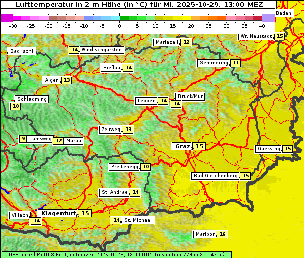 Temperatur, 29. 10. 2025