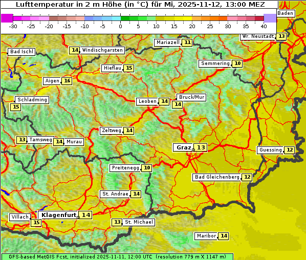 Temperatur, 12. 11. 2025