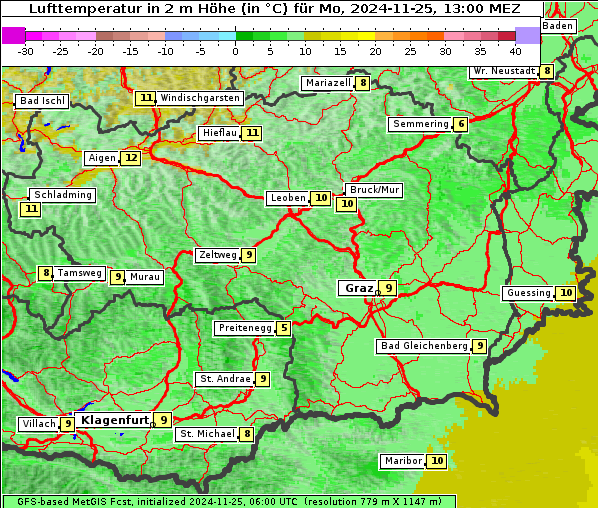 Temperatur, 25. 11. 2024