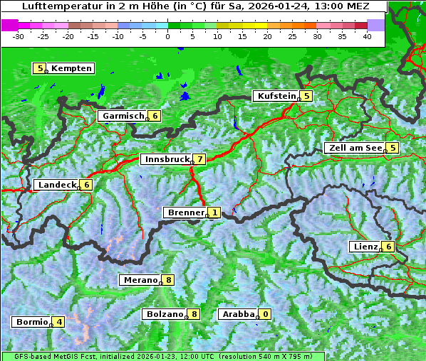 Temperatur, 24. 1. 2026