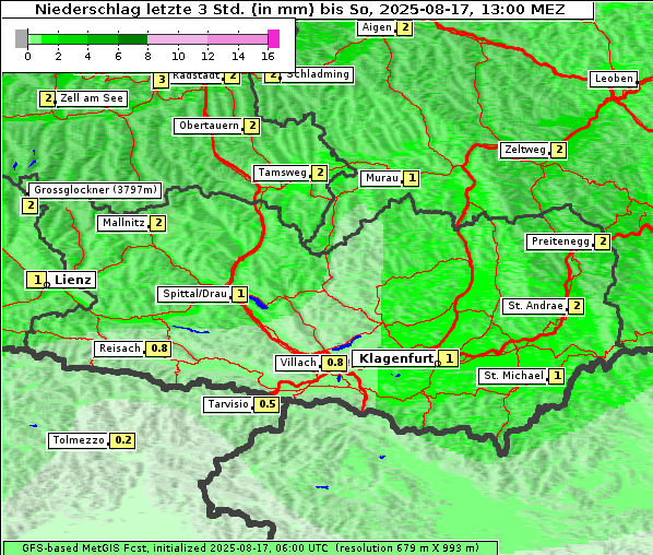 Niederschlag, 17. 8. 2025