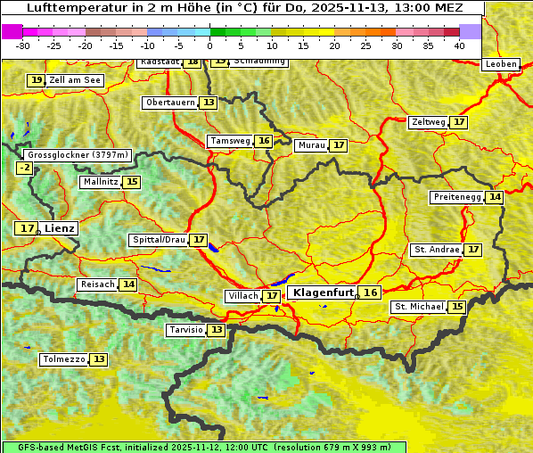 Temperatur, 13. 11. 2025