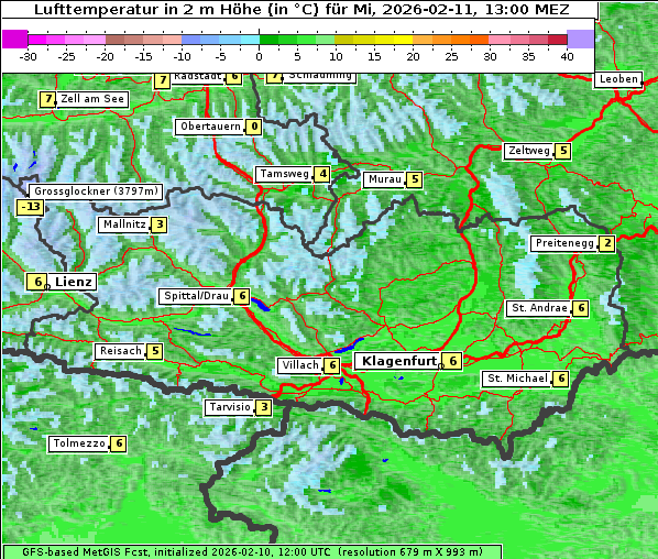 Temperatur, 11. 2. 2026