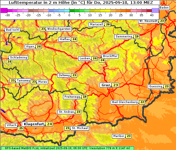 Temperatur, 18. 9. 2025