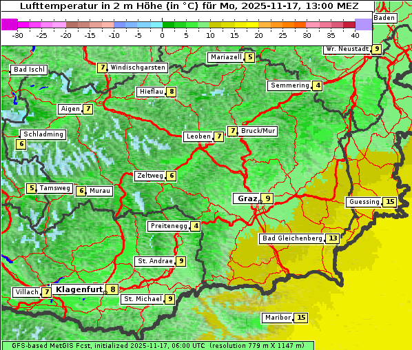 Temperatur, 17. 11. 2025