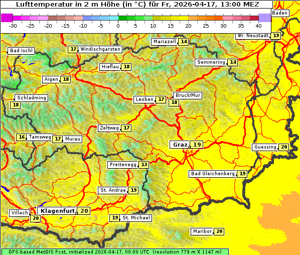 Temperatur, 17. 4. 2026