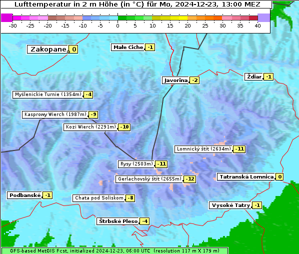 Temperatur, 23. 12. 2024