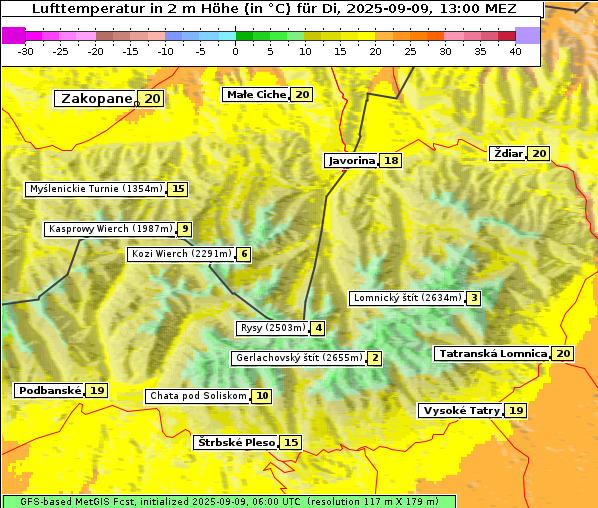 Temperatur, 9. 9. 2025