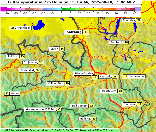 Temperatur, 10. 9. 2025