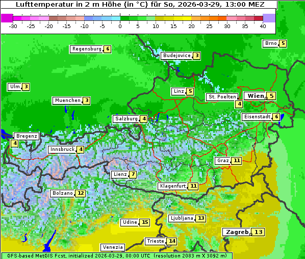 Temperatur, 29. 3. 2026