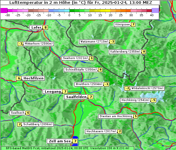 Temperatur, 24. 1. 2025