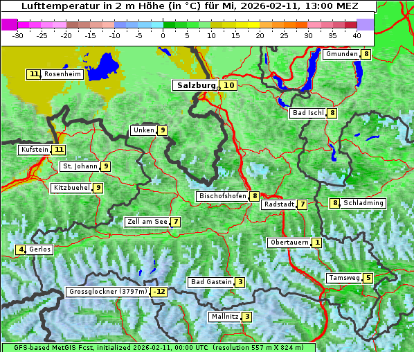 Temperatur, 11. 2. 2026