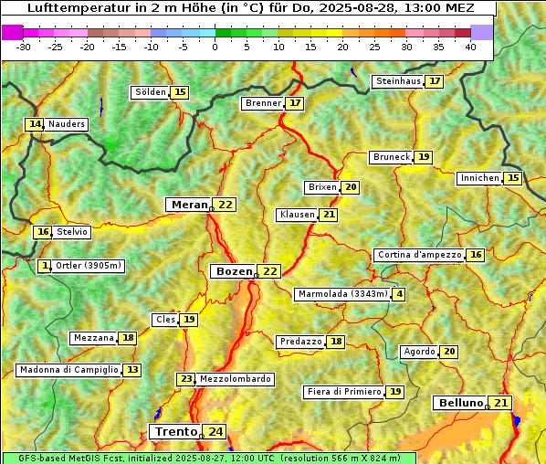 Temperatur, 28. 8. 2025