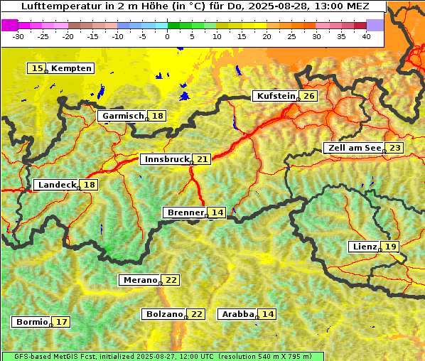 Temperatur, 28. 8. 2025