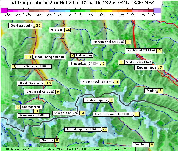 Temperatur, 21. 10. 2025