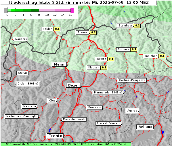 Niederschlag, 9. 7. 2025