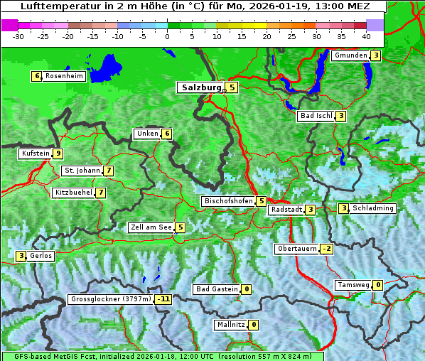 Temperatur, 19. 1. 2026