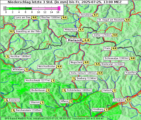 Niederschlag, 25. 7. 2025