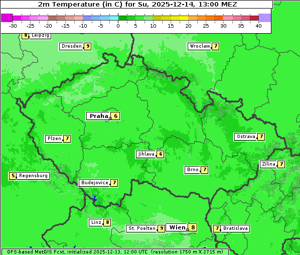 Temperatur, 14. 12. 2025