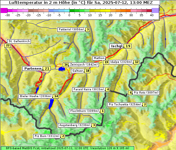 Temperatur, 12. 7. 2025
