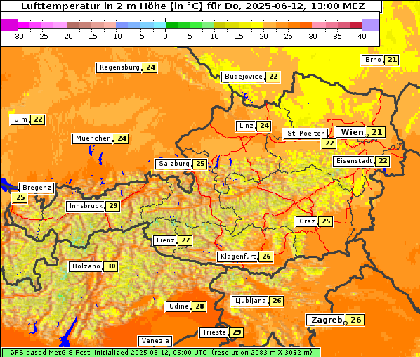 Temperatur, 12. 6. 2025