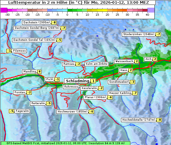 Temperatur, 12. 1. 2026