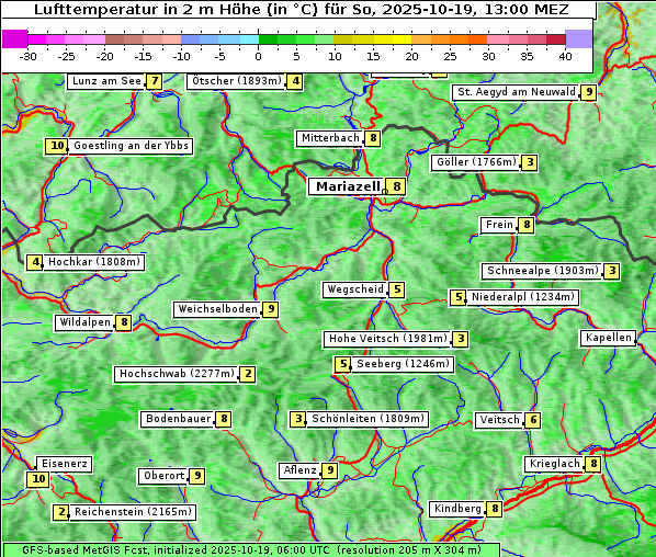Temperatur, 19. 10. 2025