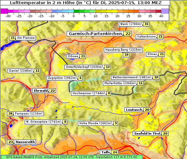 Temperatur, 15. 7. 2025